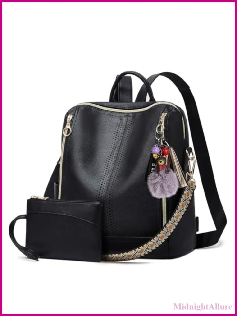 PU Leather Backpack Purse for Women Waterproof Fits 13" Laptop Travel Bag